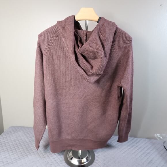 NWT Y2K Wool Blend Ribbed Hoodie Sweater Pullover Coffee Brown XL (Fits as M/L) - Picture 2 of 13